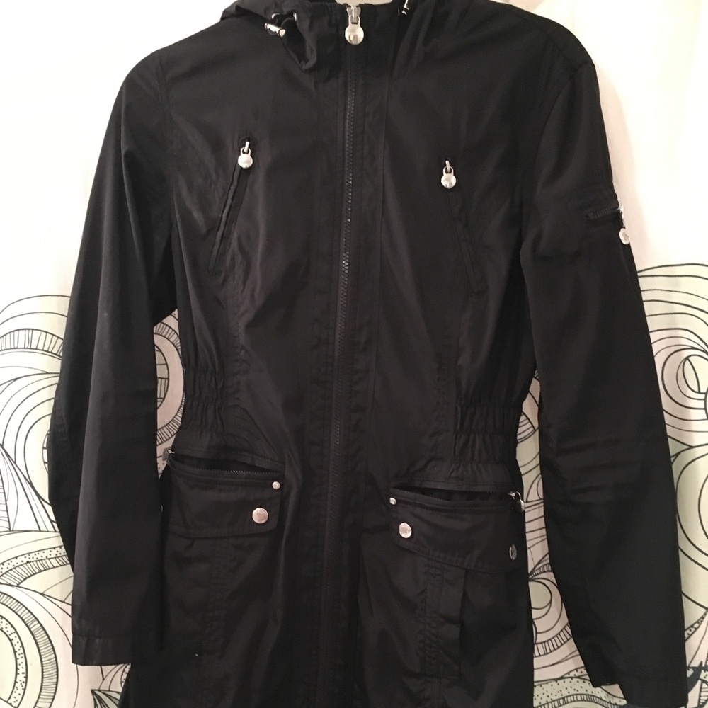 Zip-Front, Mid-length, Black Fitted Jacket